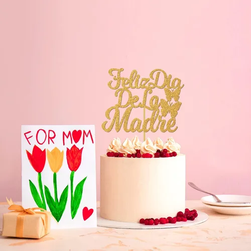 Miniatura 5 de Feliz Día de la Madre - Decoración para tartas con texto en inglés "Happy Day De la Madre", decoración española para tartas con la frase "Best Mom