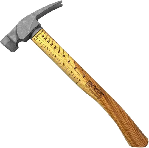 Boss Hammer Martillo de titanio Ti64 de grado de construcción de 16 onzas – Mango de nogal Tennessee – Cuadrado de encuadre, diseño de garra,