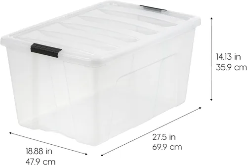 Miniatura 2 de IRIS USA 94 Qt - Contenedores de almacenamiento de plástico apilables con tapas, paquete de 2 - Libre de BPA, fabricado en EE. UU. - Solución