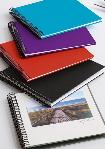 Miniatura 3 de Semikolon - Álbum de fotos de papel crema grande en espiral Economy (13.6 × 13 pulgadas), rojo