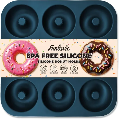Miniatura 11 de Molde grande de silicona para donas para hornear, 9 cavidades antiadherentes de silicona de grado alimenticio, molde para donas y moldes para bagel