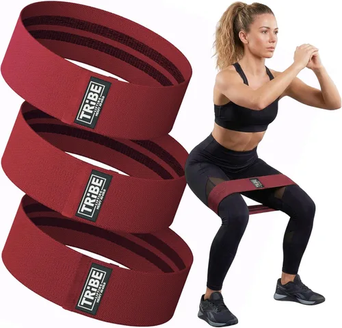 Miniatura 8 de Tribe Lifting Bandas de resistencia para entrenar – Paquete de 3 bandas de entrenamiento de tela para mujeres y hombres – Bandas de glúteos para Gris