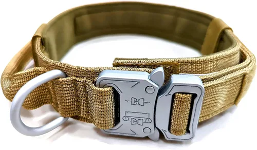Miniatura 7 de Collar táctico para perro [collar de perro de caza K9 de calidad militar], collar táctico resistente con hebilla de metal y asa de control