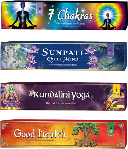 Soul Sticks Varillas de incienso enrolladas a mano variedad 4 paquetes | 100% incienso natural masala orgánico fragancia para el hogar Agarbatti |