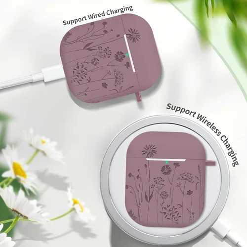 Miniatura 5 de Funda protectora de silicona suave compatible con Apple AirPods de 2ª y 1ª generación con llavero (violeta ahumado)