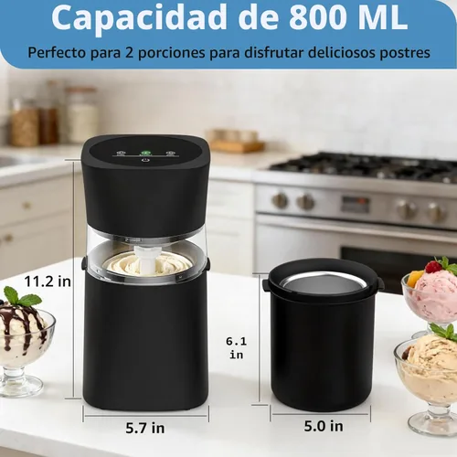Miniatura 2 de Máquina para hacer helados con tazón precongelado, máquina de helados casera recargable, máquina eléctrica de helado pequeña de 20/30 minutos