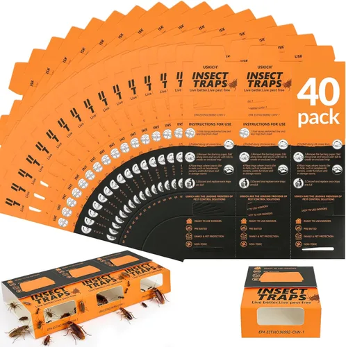 Miniatura 4 de Paquete de 20 trampas para cucarachas, trampas para cucarachas para interiores del hogar, trampas adhesivas para cucarachas, seguras para niños