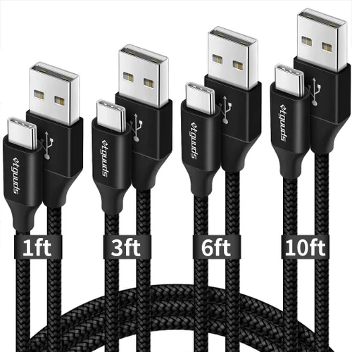 Miniatura 13 de etguuds Paquete de 4 cables USB C de carga rápida [1/3/6/10 pies], cable de carga USB A a C trenzado de nailon compatible con Samsung Galaxy S20 S10
