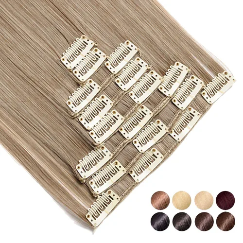 Miniatura 4 de S-noilite Extensiones de cabello sintético largo y lacio con clip de 23 a 26 pulgadas, 8 unidades, 18 clips, para mujeres, entrega de 2 a 5 días