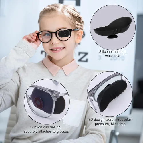 Miniatura 3 de Parche para ojos, diseño de contorno de ojos 3D, de silicona, lavable, con diseño de ventosa, para todos los anteojos, adultos y niños