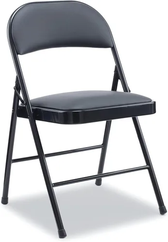 Alera Alera Silla plegable acolchada de poliuretano, soporta hasta 250 libras, asiento negro, respaldo negro, base negra, 4 por caja