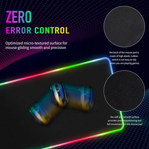 Miniatura 8 de Alfombrilla de mouse grande RGB para juegos, 15 modos de luz, control táctil, alfombrilla de teclado de computadora suave extendida, base de goma