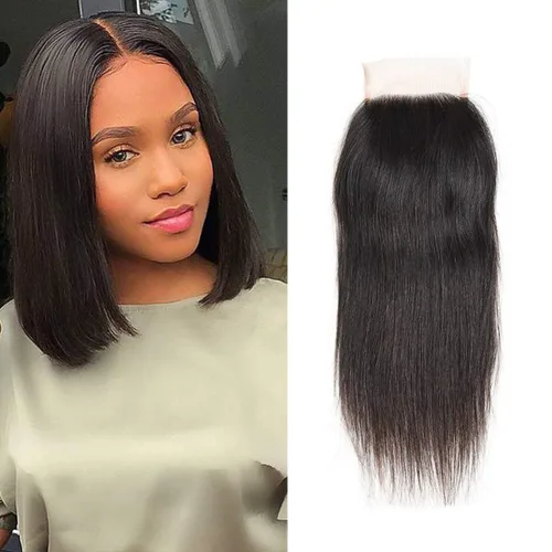 Miniatura 18 de Cabello humano lacio con cierre de encaje 4x4, cierre de encaje HD, 14 pulgadas, cabello virgen brasileño sin procesar, cierre de parte libre