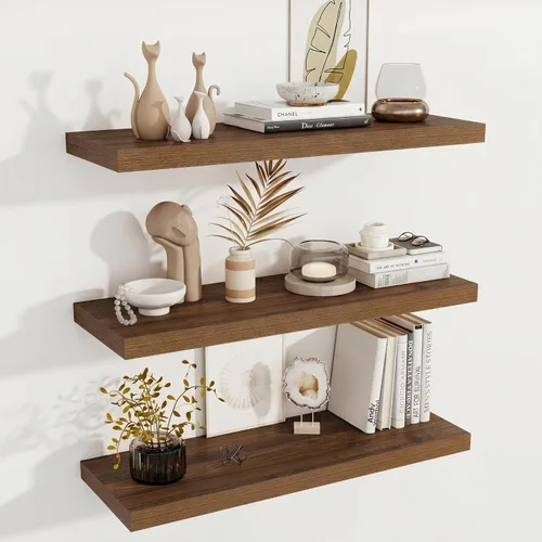 Miniatura 17 de Fun Memories Estantes flotantes de 12 pulgadas de profundidad, estantes de pared de madera de 16 x 12 pulgadas, estante de almacenamiento rústico