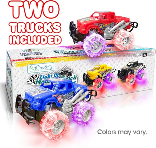 Miniatura 4 de ArtCreativity Juego de camiones monstruos iluminados y autobús escolar monstruo - Los mejores regalos para niños