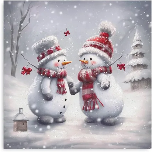 Miniatura 10 de Arte de Lienzo de Pared de Navidad Rosa - Juego de 4 Muñeco de Nieve, Ciervo, Árbol de Navidad y Camión Póster de Arte de Navidad - Pintura Estética