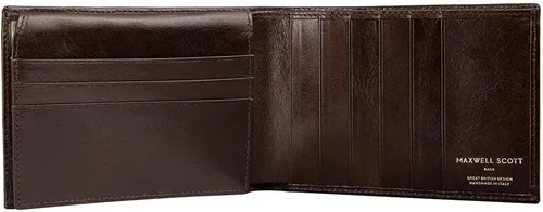 Miniatura 4 de Maxwell Scott Mens Luxury Leather Trifold Wallet The Gallucio Handmade In Italy Dark Chocolate Brown