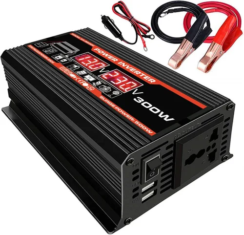 Inversor de corriente de onda sinusoidal pura de 300 W, inversores de corriente de 12 V a 110 V/220 V para vehículos, adaptador de convertidor, con