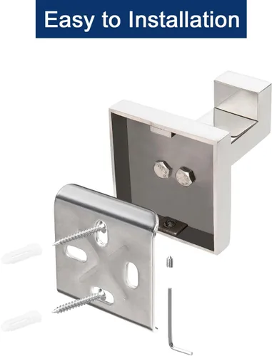 Miniatura 7 de NearMoon Ganchos cuadrados para toallas de baño -SUS304 de acero inoxidable para colgar batas, ganchos resistentes para baño, sala de estar, hotel