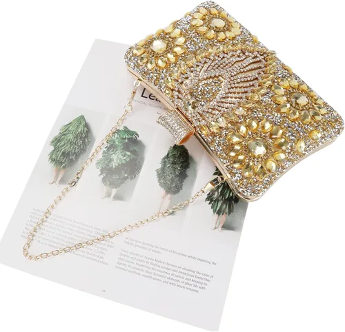 Miniatura 7 de COAIMANEY Bolso de mano de lentejuelas brillantes con diamantes de imitación para mujer, bolso de mano de noche, bolso de hombro para boda, fiesta