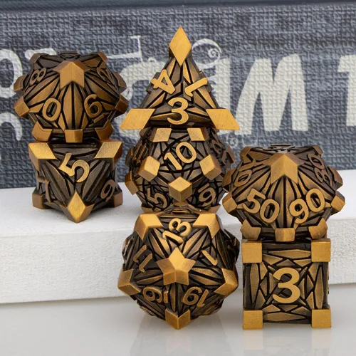 Miniatura 5 de Juego de dados de metal de 7 piezas con caja, dados D y D rojos para Debris RPG para juegos de mesa D&D, juego de rol, juego de dados poliédricos