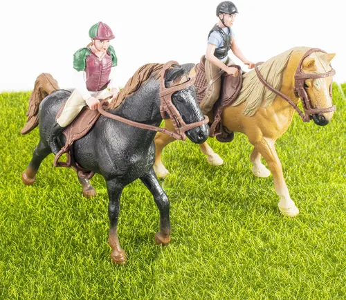Miniatura 3 de Hiawbon Figuras de equitación de personas realistas para montar a caballo, figura de acción de plástico para jinete de caballos para animales