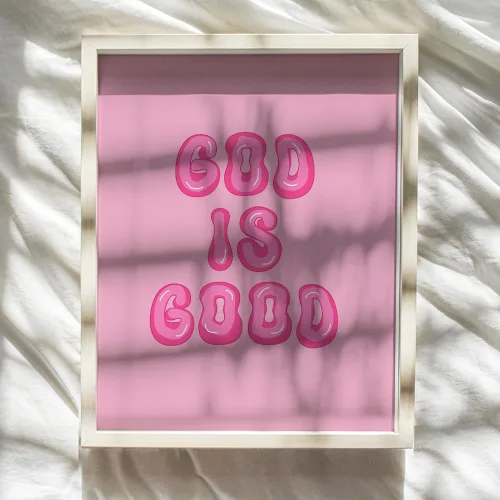 Miniatura 8 de Decoración de pared cristiana preppy rosa - Decoración de pared estética de Dios es bueno para mujeres, mujer, niñas adolescentes - Regalos