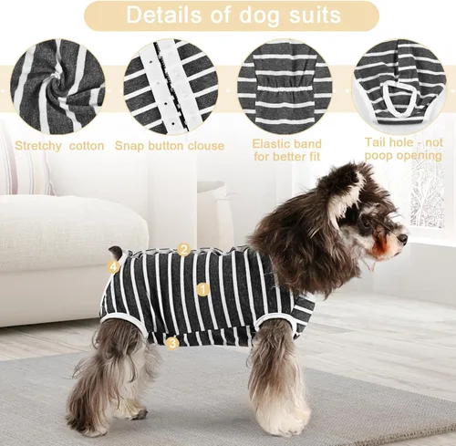 Miniatura 3 de Etdane Pañales para perros, bragas sanitarias, camisas de período fisiológico, trajes de recuperación quirúrgica para perros machos y hembras, rayas