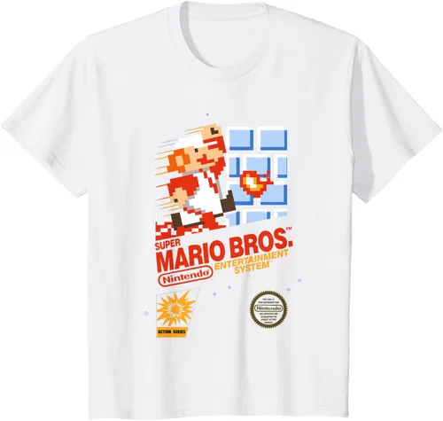 Miniatura 19 de Super Mario Dashin - Camiseta gráfica de acción, ajuste clásico, cuello redondo, color negro