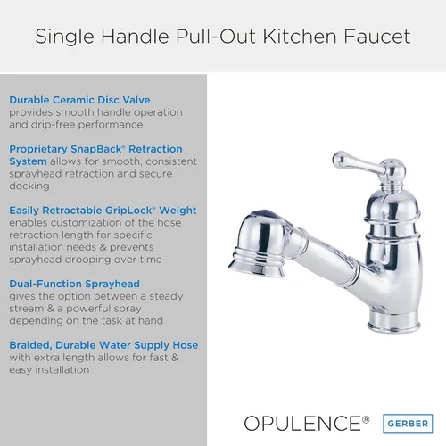 Miniatura 3 de Gerber Plumbing Opulencia - Grifo de cocina extraíble con retroceso SnapBack