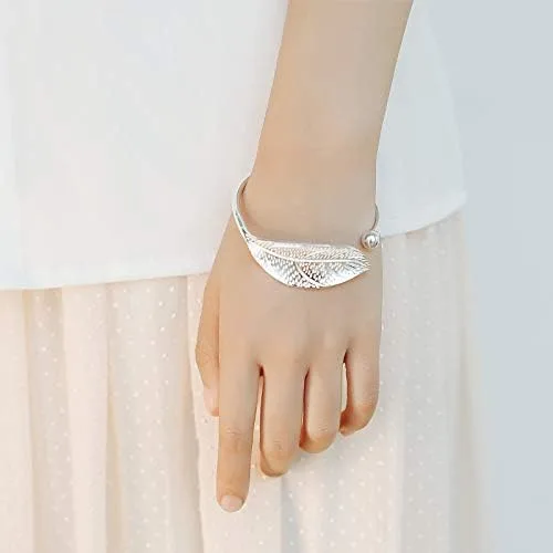 Miniatura 3 de YBpineer - Brazalete para mujer con diseño de hojas abiertas