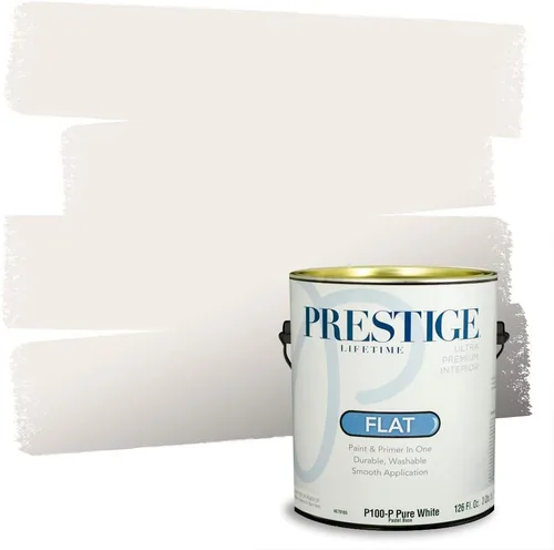Miniatura 60 de Prestige Paints - Pintura y sellador 2 en 1 para exteriores, 1 galón, plana, similar a Sherwin Williams Snowfall, P100-P-SW6000