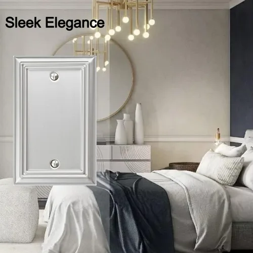 Miniatura 4 de OKAWYC Cubierta Individual en Blanco para Interruptor de Luz Adler Placa de Pared de Metal, Paquete de 4 Níquel Cepillado 1 Gang, Cubierta