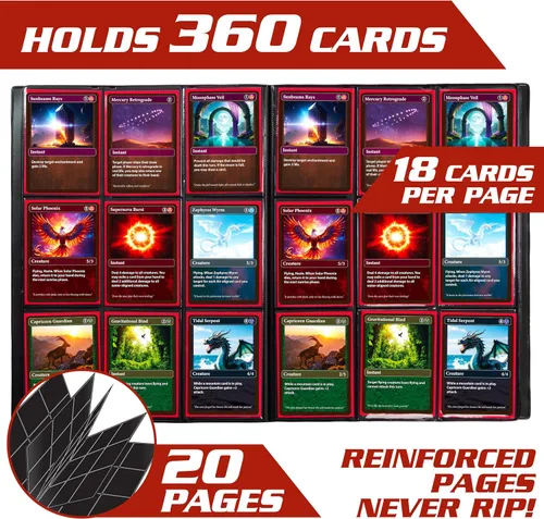 Miniatura 2 de Monster Binder - Álbum de tarjeta coleccionables, 9 bolsillos para tarjetas, retiene 360 de Yugioh, Magic, y Pokémon, Rojo mate