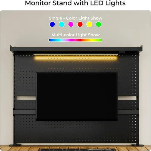 Miniatura 6 de EUREKA ERGONOMIC Tablero de clavijas con soporte para dos monitores, tablero de clavijas de acero para escritorio, accesorios para computadora