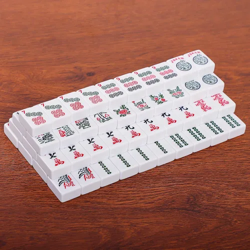 Miniatura 7 de Juego de Mahjong Americano GUSTARIA, 166 Azulejos Blancos Premium, 4 Estantes/Empujadores de Color Todo en Uno, Juego Completo Clásico de Azulejos