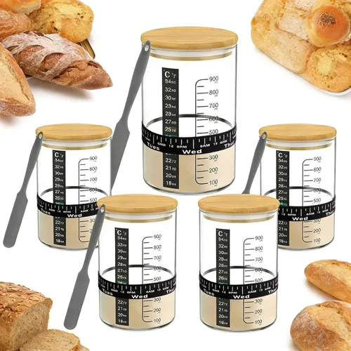 Miniatura 10 de Kit de Iniciador de Pan de Masa Madre Pro BRIRILINE – Frasco de masa madre de 34 onzas con 5 características únicas para el kit perfecto