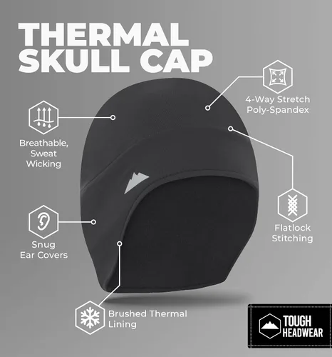 Miniatura 10 de Tough Headwear Gorras térmicas para casco para hombre, para invierno, gorra de casco y gorras de ciclismo para correr, esquiar, deportes de invierno