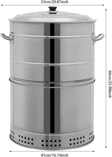 Miniatura 3 de Parrilla de barbacoa sin humo de acero inoxidable, parrilla portátil de carbón con 50 pinchos para brochetas, barril de carbón para barbacoa