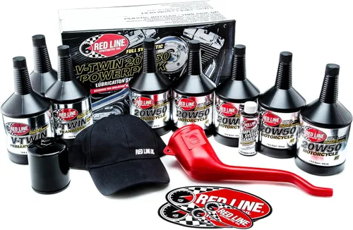 Paquete de aceite Red Line 90226 Big Twin 20w50 Power Pack con filtro de aceite de alto rendimiento K&N (Kit extra grande, filtro negro)