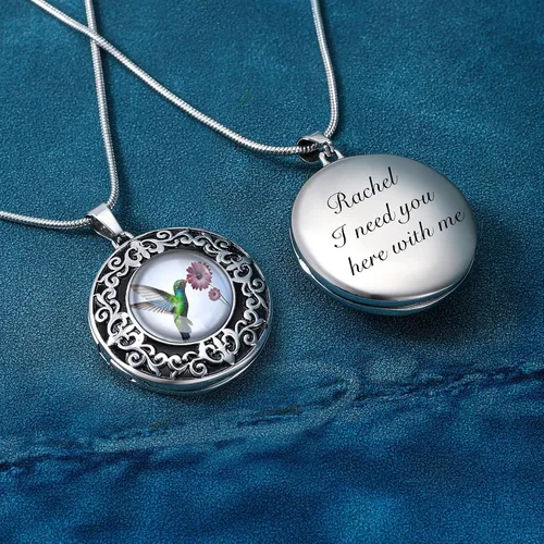 Miniatura 2 de Fanery Sue Customized Women Locket Necklace that Holds 2 Pictures, Custom Photo Lockets Personalized Memory Necklace with Picture Inside Engraved