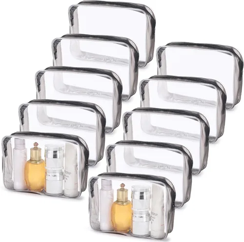 Miniatura 15 de Tbestmax 10 Piezas Bolsas de Cosméticos Transparentes Bolsas de Maquillaje Portátiles Impermeables Bolsas de Artículos de Tocador de Viaje Negro