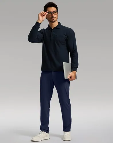 Miniatura 6 de Soothfeel Pantalones de golf para hombre con 5 bolsillos, ajustados, elásticos, casuales, de viaje, pantalones de trabajo para hombre