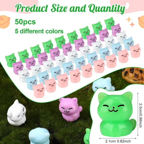 Miniatura 2 de 50 piezas de mini gatos de resina, figuras de gato en miniatura, lindas figuras de gatos pequeños, pequeños animales de resina, gatos, manualidades