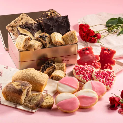 Miniatura 10 de Cesta de regalo gourmet de feliz cumpleaños, surtido de galletas y brownie recién horneados en elegante caja de lata reutilizable, regalos de comida