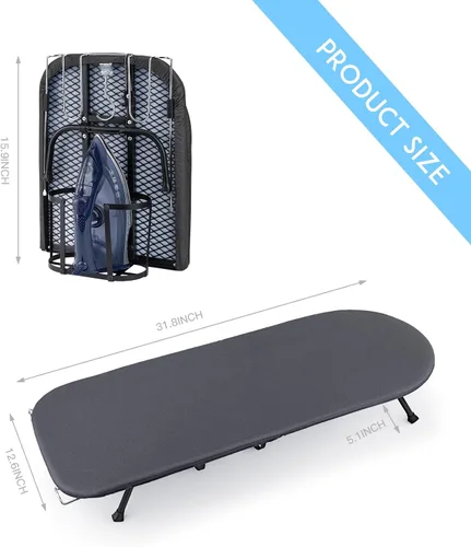 Miniatura 6 de BiJun Ompact - Tabla de planchar pequeña, plegable, portátil, con soporte para planchar, juego para dormitorios, casas rodantes, apartamentos