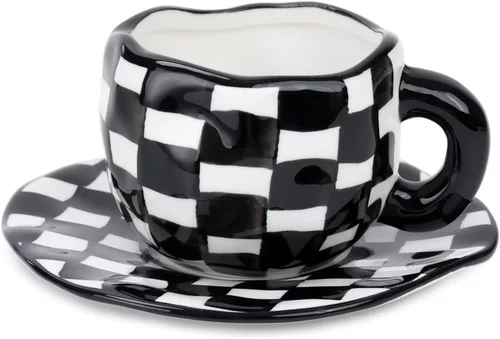 Miniatura 9 de Taza de cerámica Noviko Cloud con platillo, taza de té en forma de nube para niñas y mamá, 11 oz Cielo azul y nubes blancas