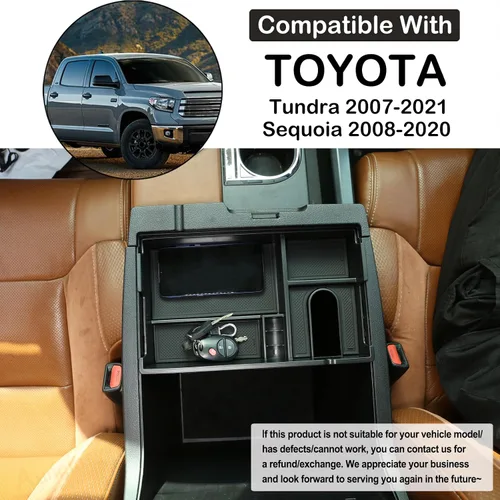 Miniatura 2 de Caja de almacenamiento para reposabrazos de automóvil, compatible con Toyota Tundra 2007-2021/Sequoia 2008-2020, bandeja organizadora de consola
