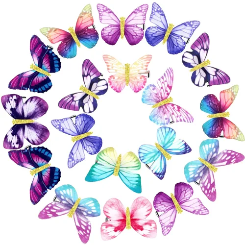 Miniatura 22 de Boao 18 piezas de pinzas para el cabello con brillo y diseño de mariposa para niñas, adolescentes y mujeres, accesorios para el cabello