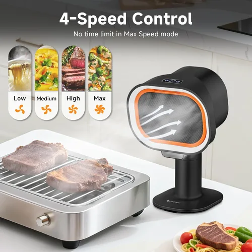 Miniatura 7 de Campana Extractora Portátil - Ventilador de Escape Ajustable de 4 Velocidades con Altura Telescópica e Inclinación de 40°, Bajo Ruido 52dB, Filtro